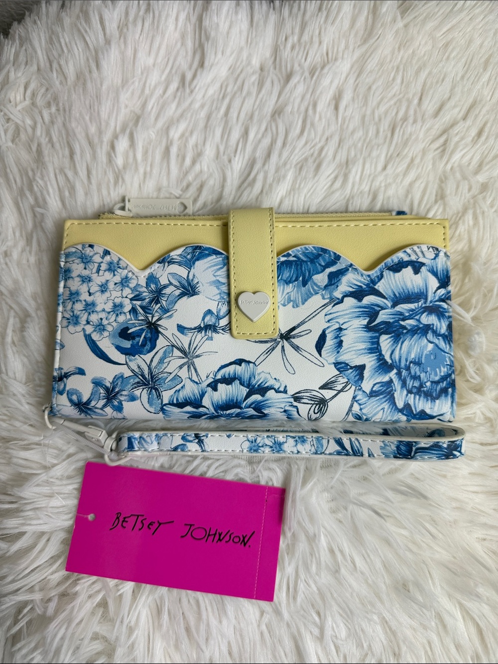Betsey Johnson Yellow & Blue Floral Wristlet Wallet NWT